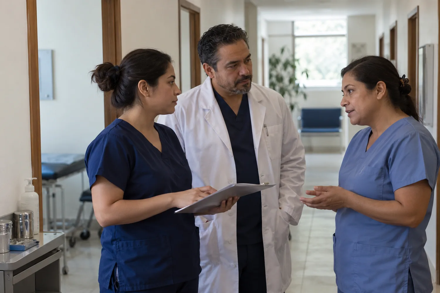 Equipo de una clínica entre consultas