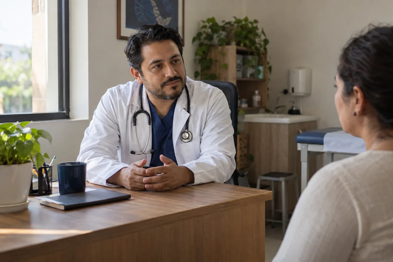 Consultorio médico durante una consulta